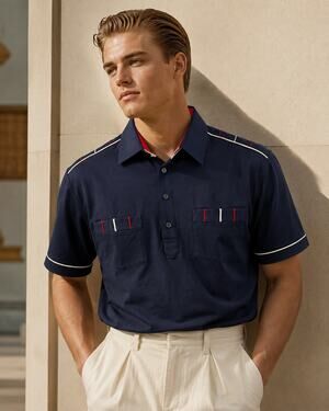 Vintage Alan Stuart Wise Guy Polo Navy Red Mod Rockabilly Soprano Retro Shirt